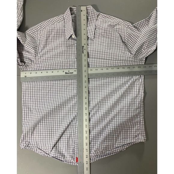 Untuckit Men’s Dress Shirt Long Sleeve Button Up Gray Check Size Large Cotton - Picture 10 of 12